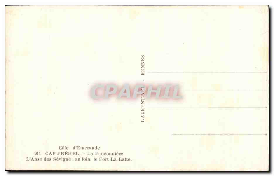 Cap Fréhel — La Fauconnière — L'Anse des Sévigné et le Fort La Latte — Laurent-Net, Rennes — Rückseite