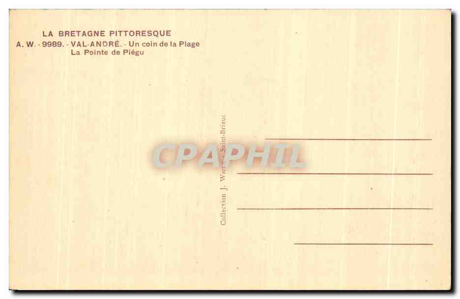 La Pointe de Piégou — La Bretagne pittoresque — A.W. 9989 — Verso