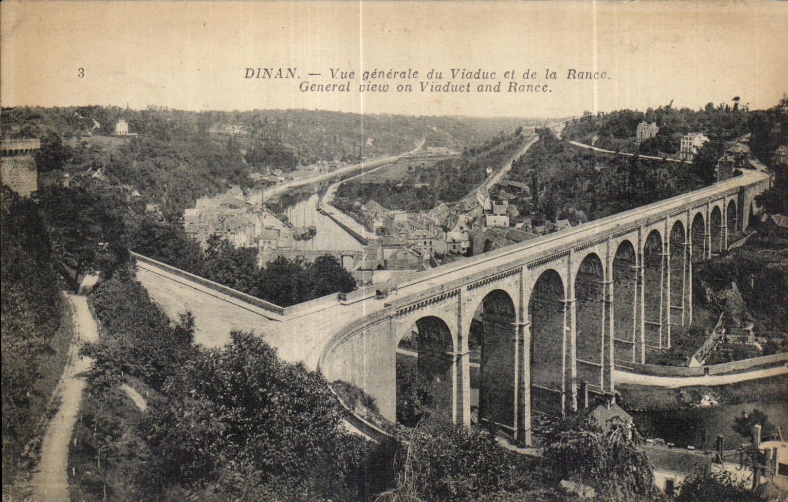 Dinan — Vue générale du Viaduc et de la Rance — Éditeur : Anciens Établissements Neurouin & Cie, Paris
