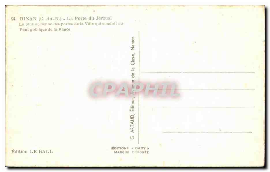 Dinan (C.-du-N.) — La Porte du Jerzual, plus ancienne porte de la ville conduisant au pont gothique de la Rance — Éditions Gaby — Reverso