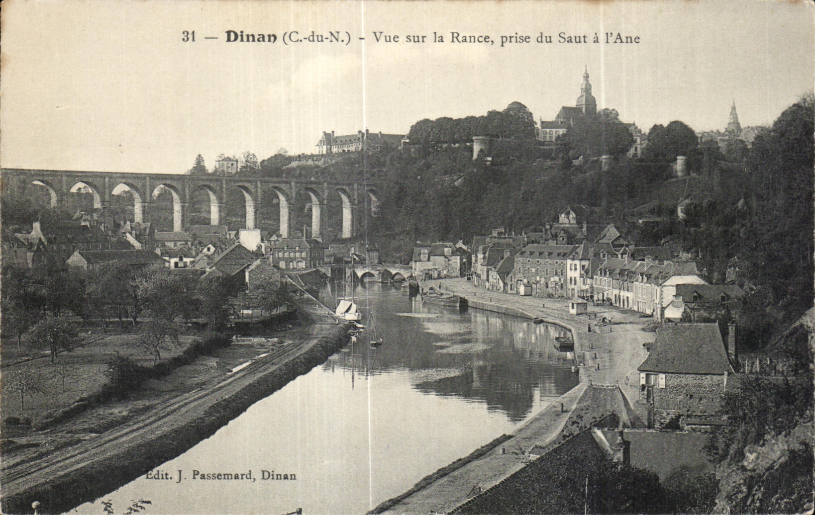 Dinan (C.-du-N.) — Vue sur la Rance, prise du Saut à l'Ane — Edit. J. Passemand, Dinan