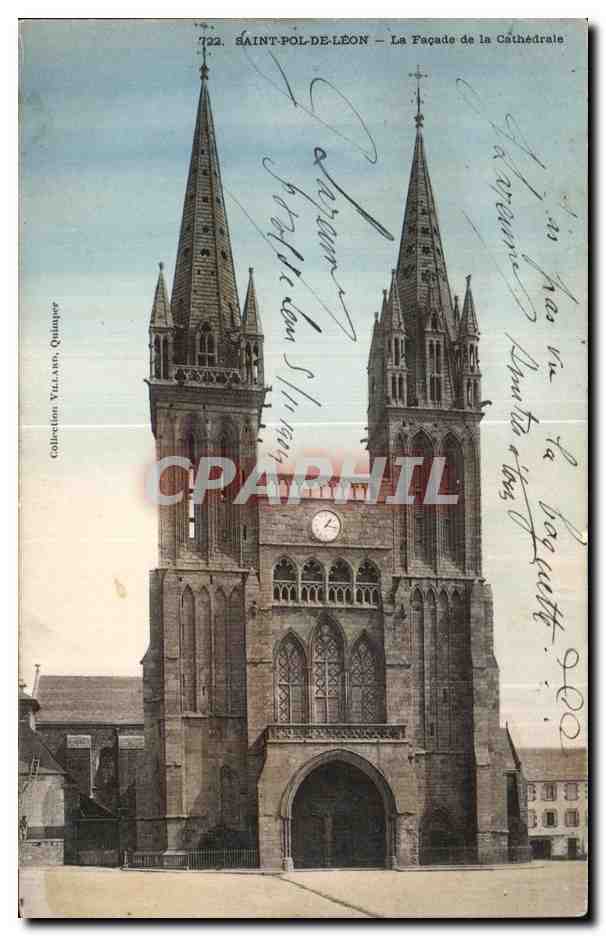 CPA Saint Pol De Leon La Facade de la Cathedrale