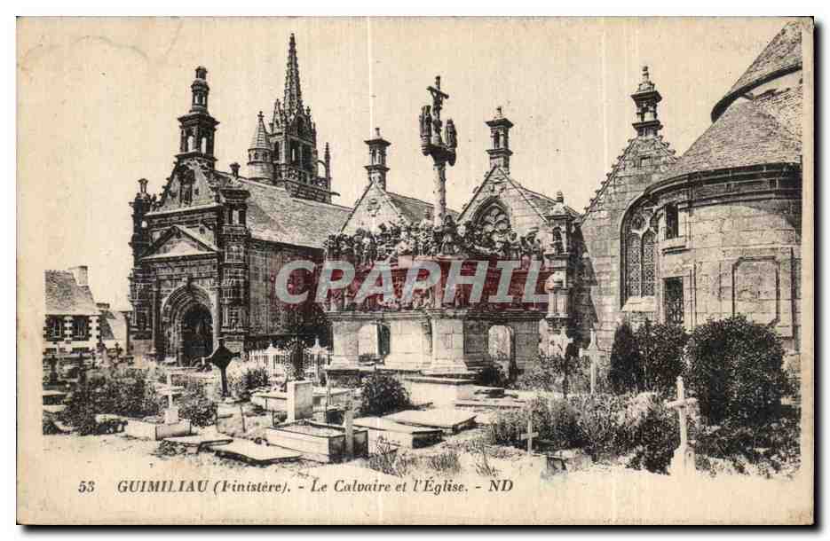 CPA Gumiliau (Finistere) Le Calvaire et I Eglise