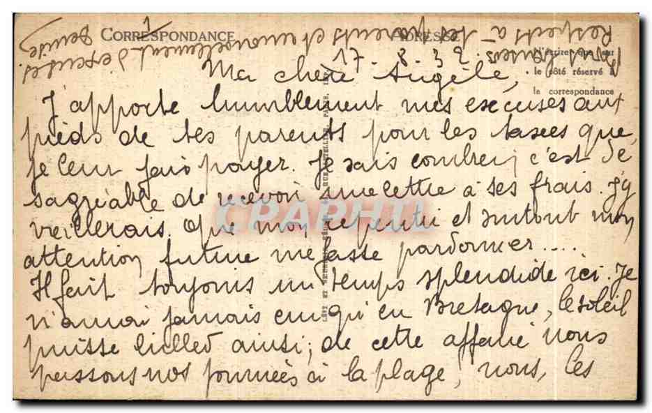 CPA Env d Audierne Esquibien L Eglise vue d ensemble — Rückseite
