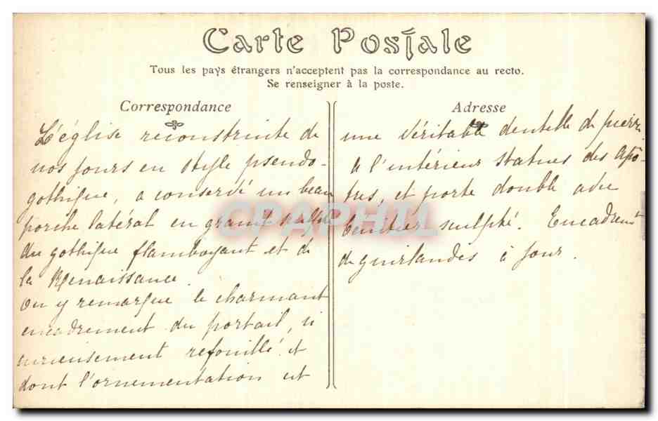 CPA Landivisiau (Finistere) Le Porche de I Eglise — Rückseite