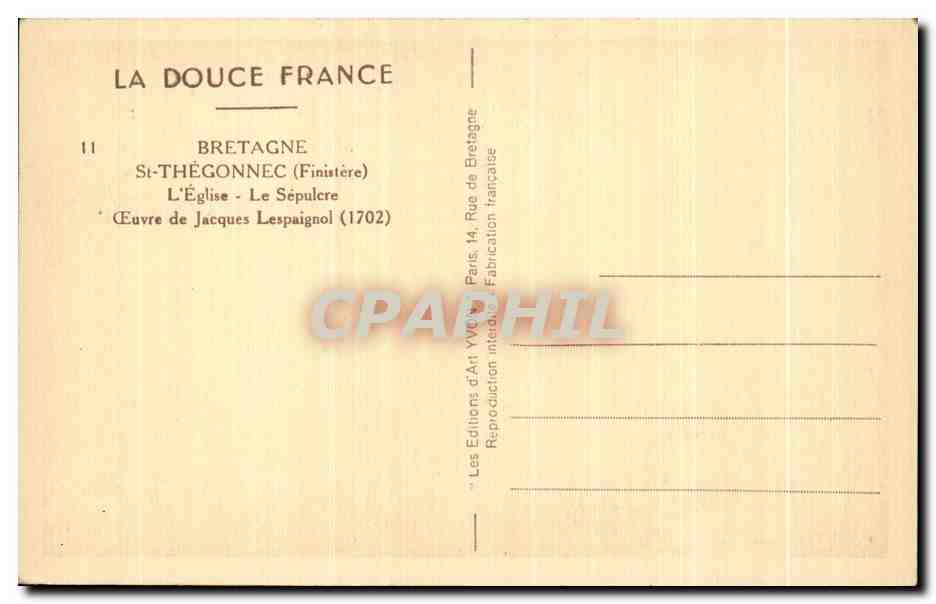 CPA Bretagne St Thegonnec (Finistere) L Eglise Le Sepulcre christ — Rückseite
