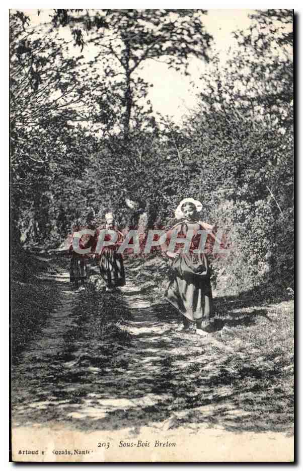 CPA Sous Bois Breton Folklore Costume Enfants