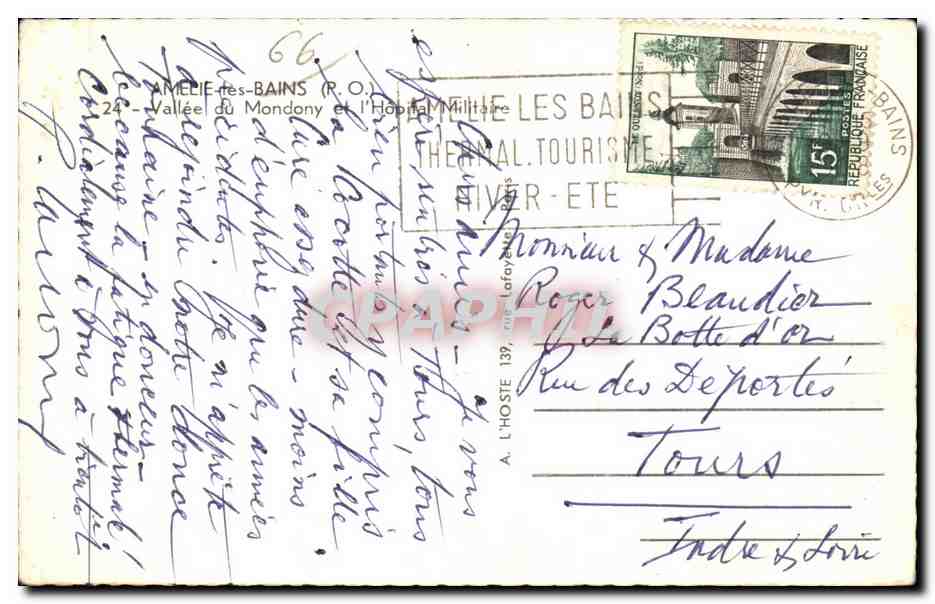 CPA Amelie les Bains Vallee du Mondony et I Hopital — Rückseite
