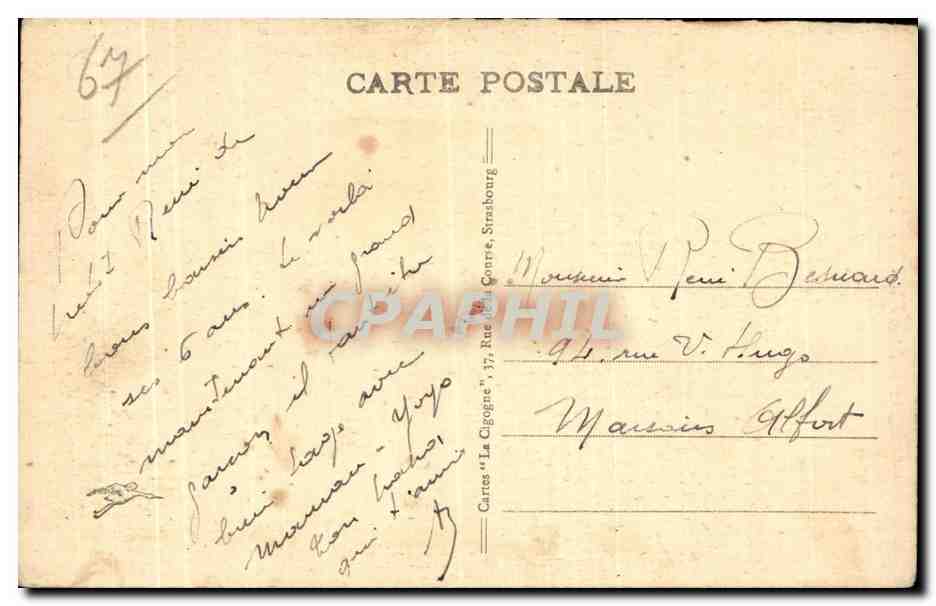 CPA Strasburg Nid de Cigognes Strasbourg — Verso