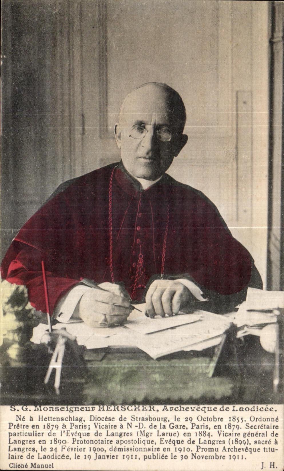 Monseigneur Herscher, Archevêque de Laodicée — portrait en costume ecclésiastique — L. Boulson, éditeur, Paris