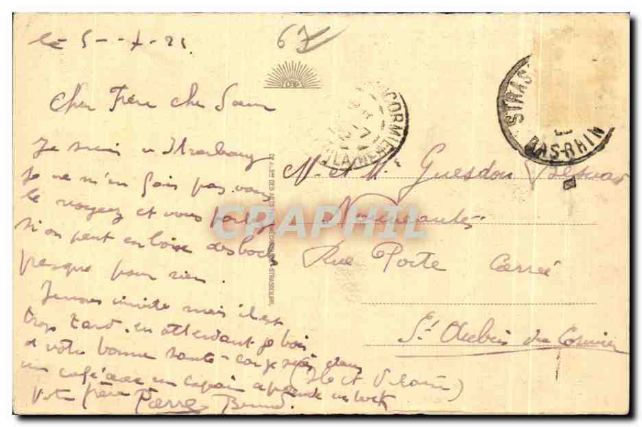 CPA Strasburg Le Bain aux plantes — Verso