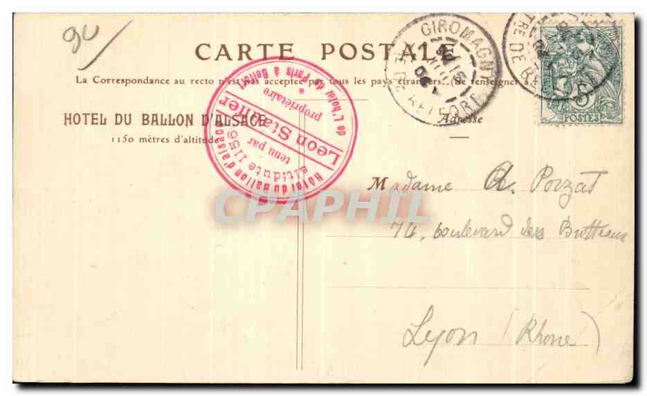 CPA Sommet du Ballon d Alsace 1256 metres d altitude — Back