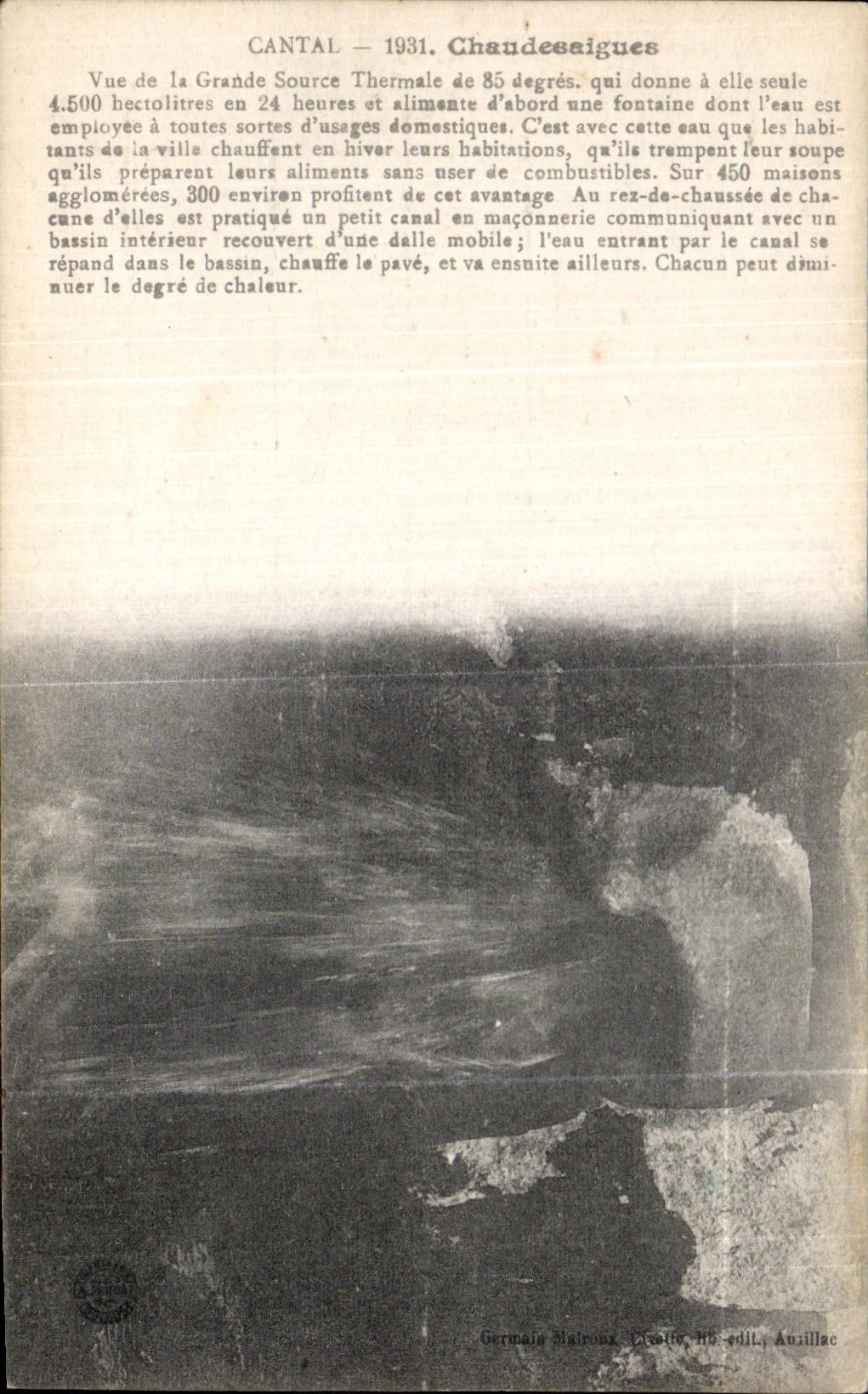 Chaudesaignes — Thermalquelle von 85° — Germaine Malraux, n° 16, Auxillac