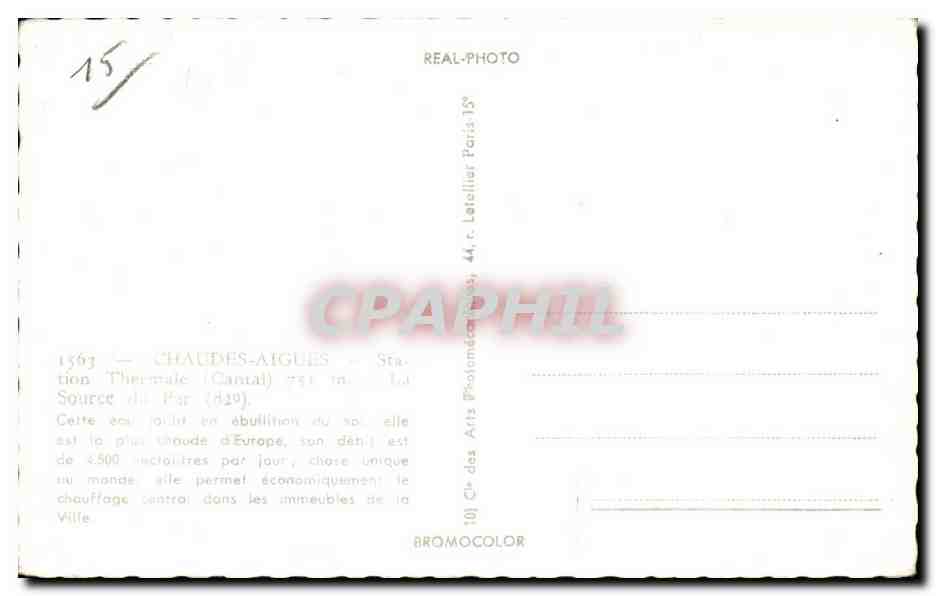 CPA Chaudesaigues Station Thermal Cantal Garcon Enfant — Verso