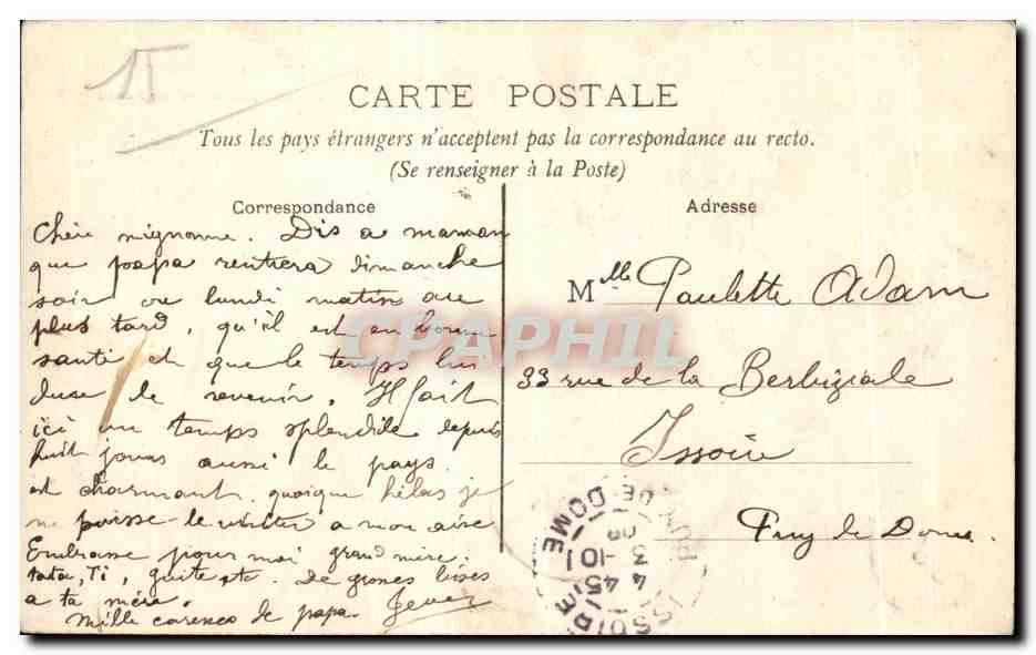 CPA Le Cantal Illustre Chaudesaigues Les Iacets de la Cote de Lanau — Verso