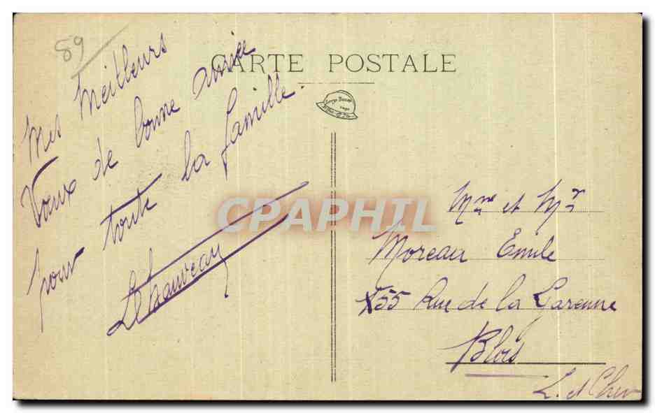 Auxerre — Vue prise du Belvédère Manificier vers l'Église Saint-Pierre — Éditeur P. Manificier, n°22 — Rückseite