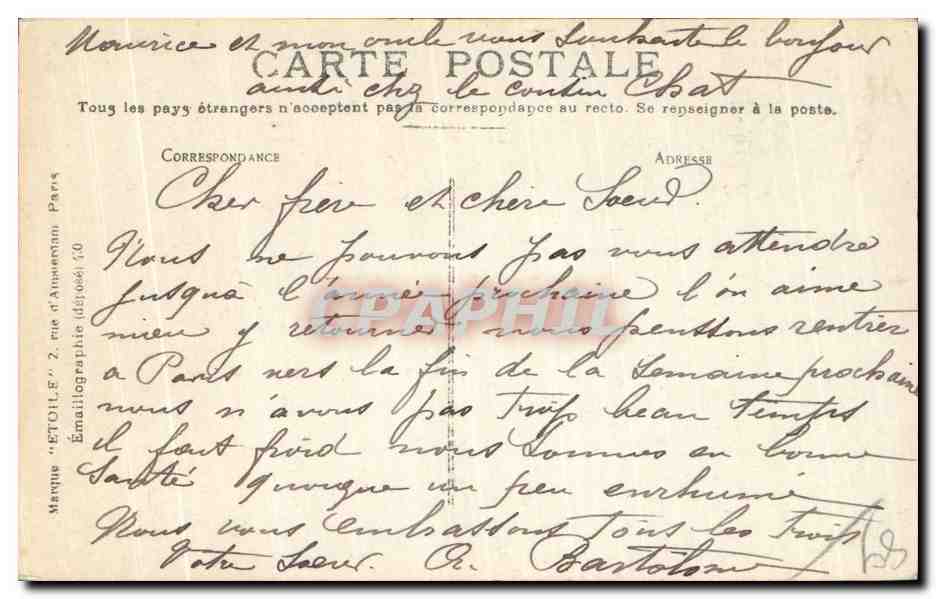 CPA Auxerre L Horloge — Verso