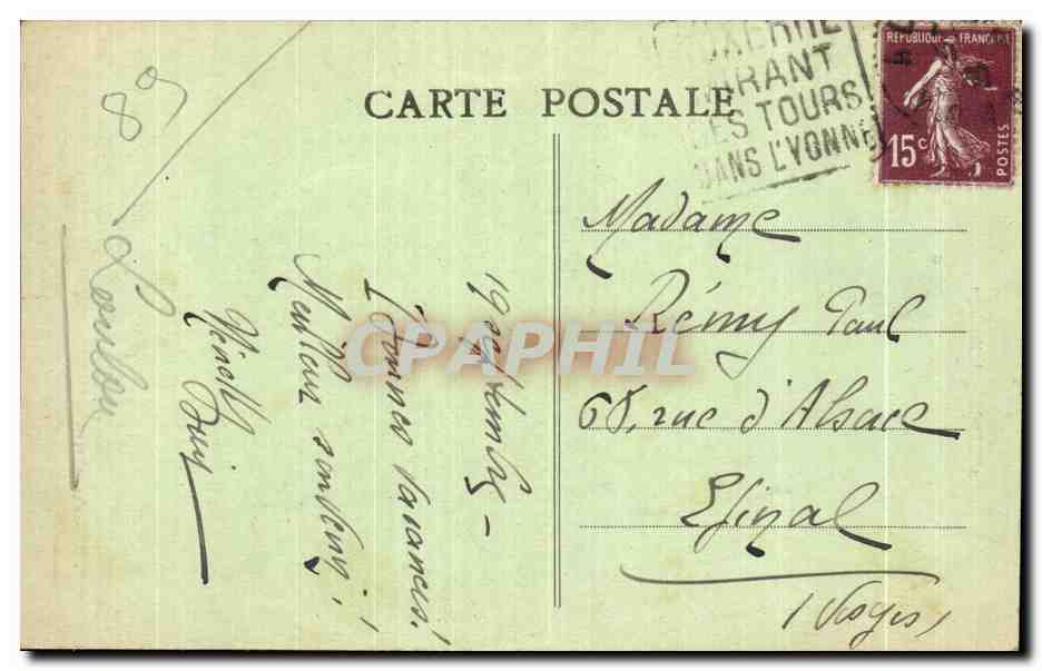 CPA Auxerre l Horloge  — Rückseite