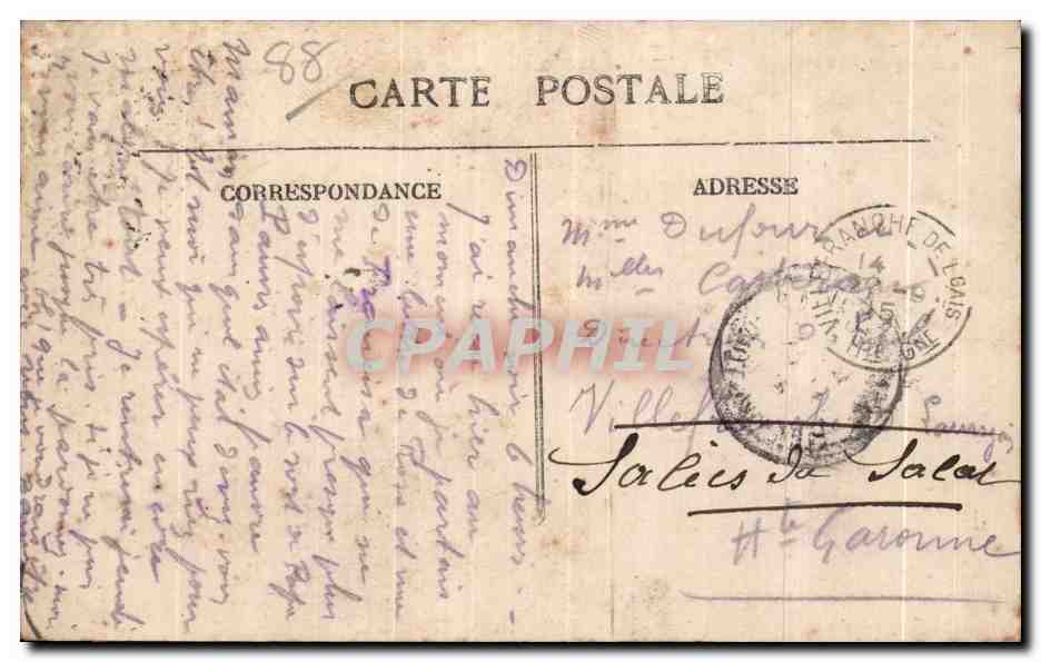 Destrucción de la fábrica de las Faulx en Saint-Dié — Dép. de los Vosgos — ed. Reprod. Vol. — Reverso