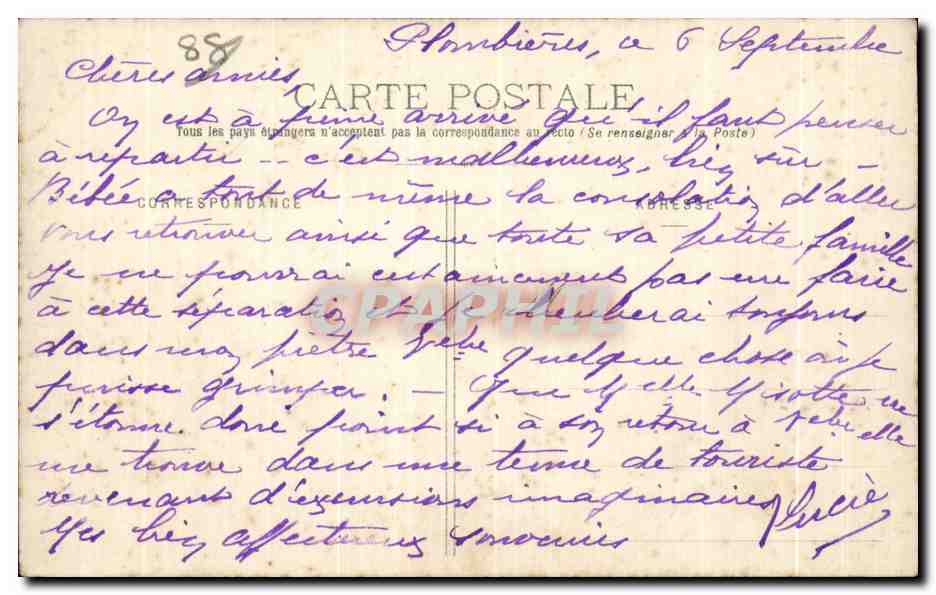 CPA Les Vosges Pittoresques La Marcairie du Hohneck — Back
