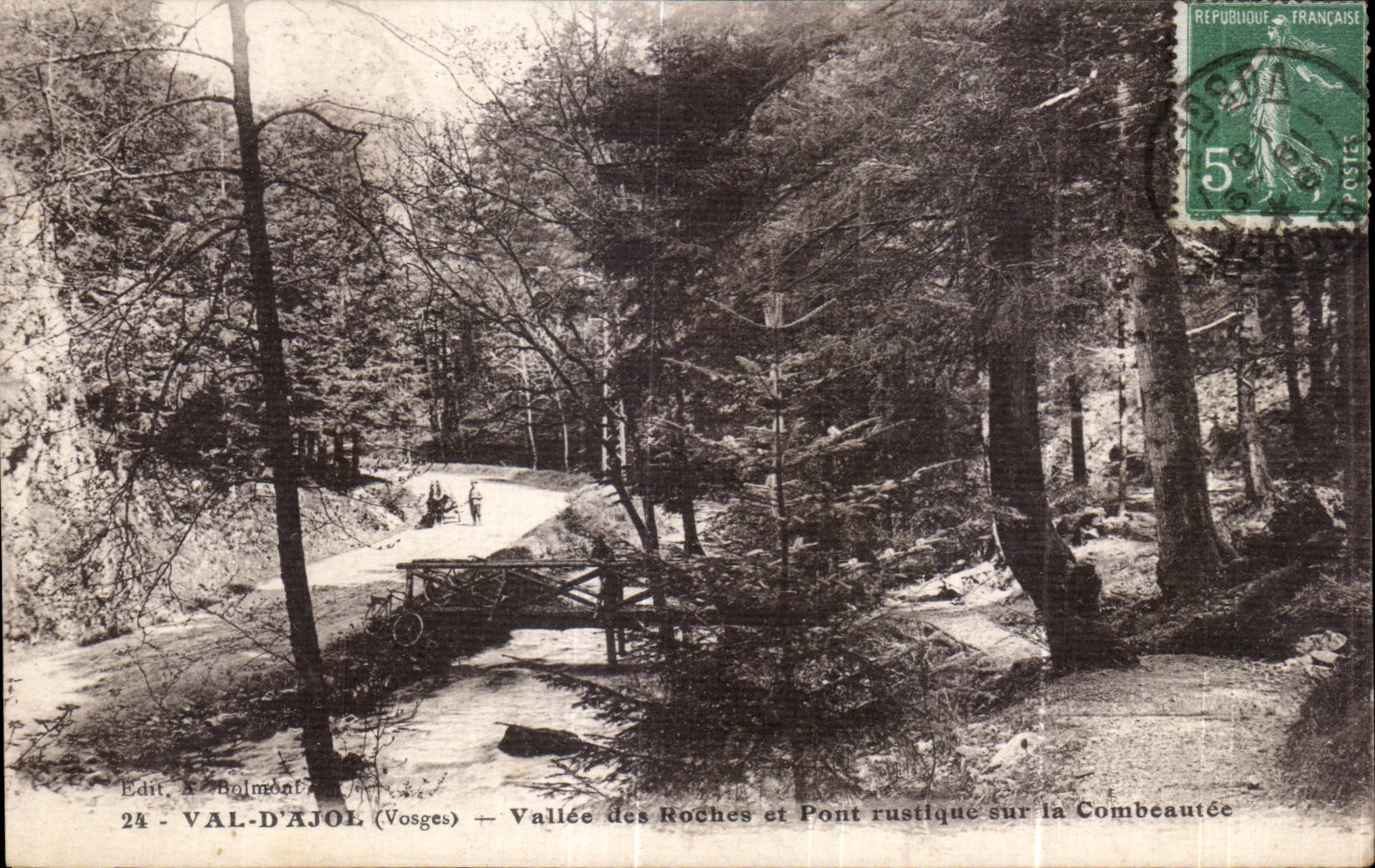 CPA Val d Ajol Vallee des Roches et Pont rustique sur la Combeautee