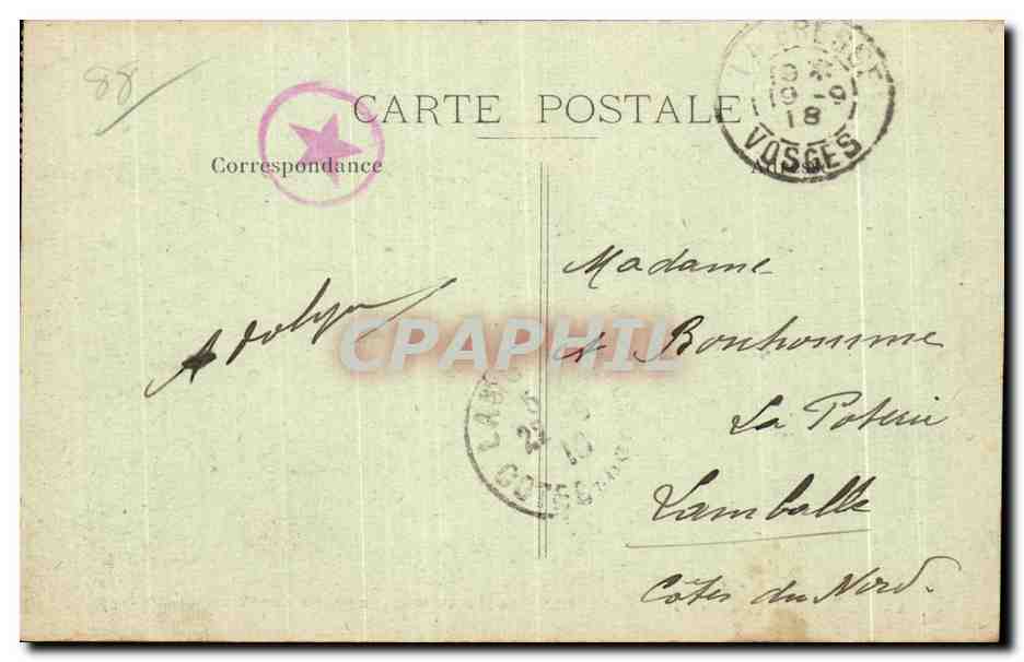 CPA Val d Ajol Vallee des Roches et Pont rustique sur la Combeautee — Rückseite