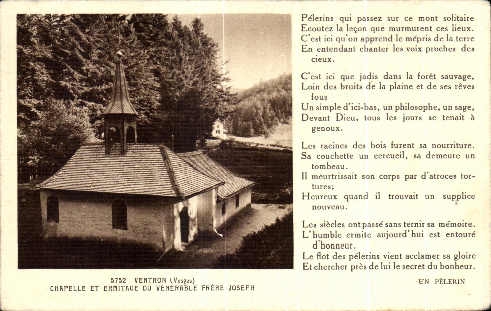 CPA Ventron Chapelle et Ermitage du Venerable Frere Joseph Plerins qui passez sur ce mont solitaire 