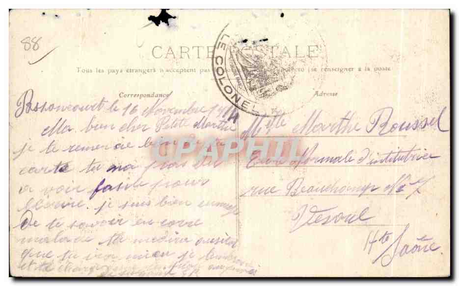 CPA Les Vosges Meridional Ballon d Alsace La Messe  — Verso