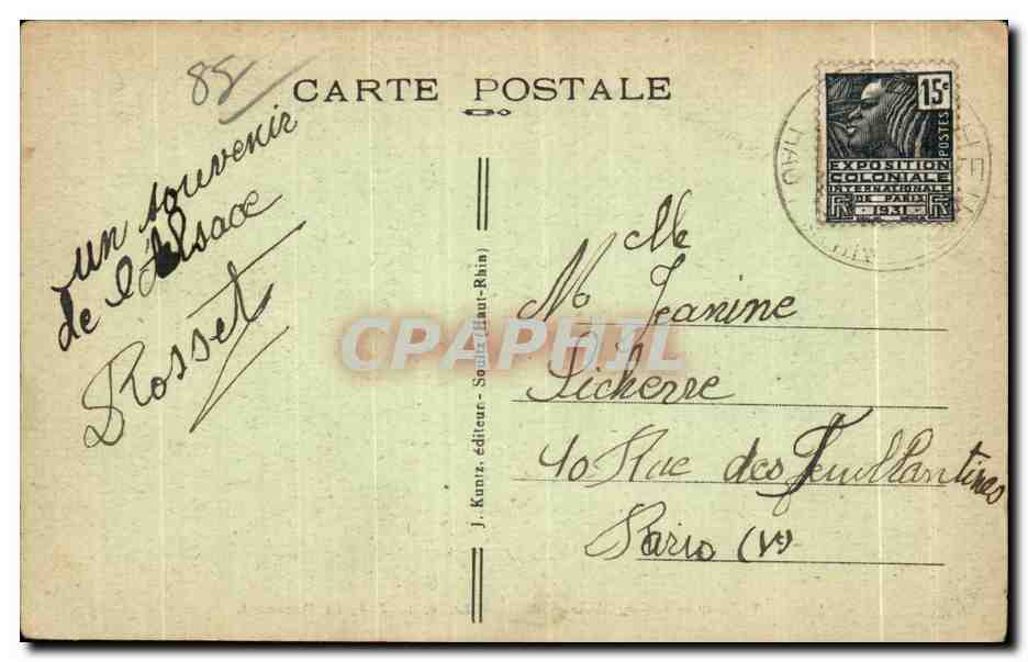 CPA Vallee de la Doller Alsace Le Lac d Alfeld Le Monument — Rückseite