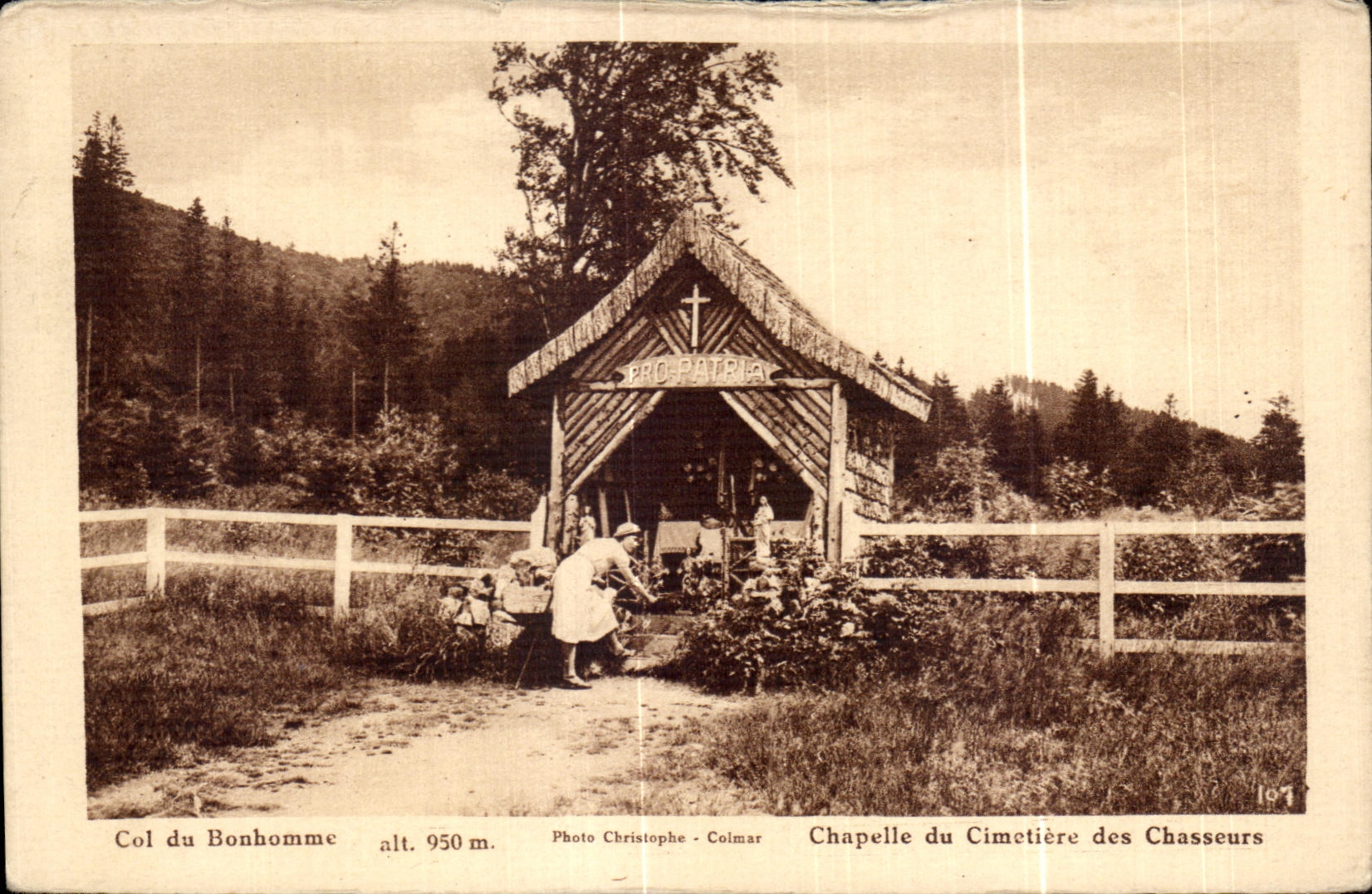 Antike Ansichtskarte Col du Bonhomme Chapelle du Cimetiere des Chasseurs