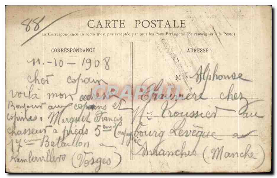CPA Rambervillers Hopital Civil — Rückseite