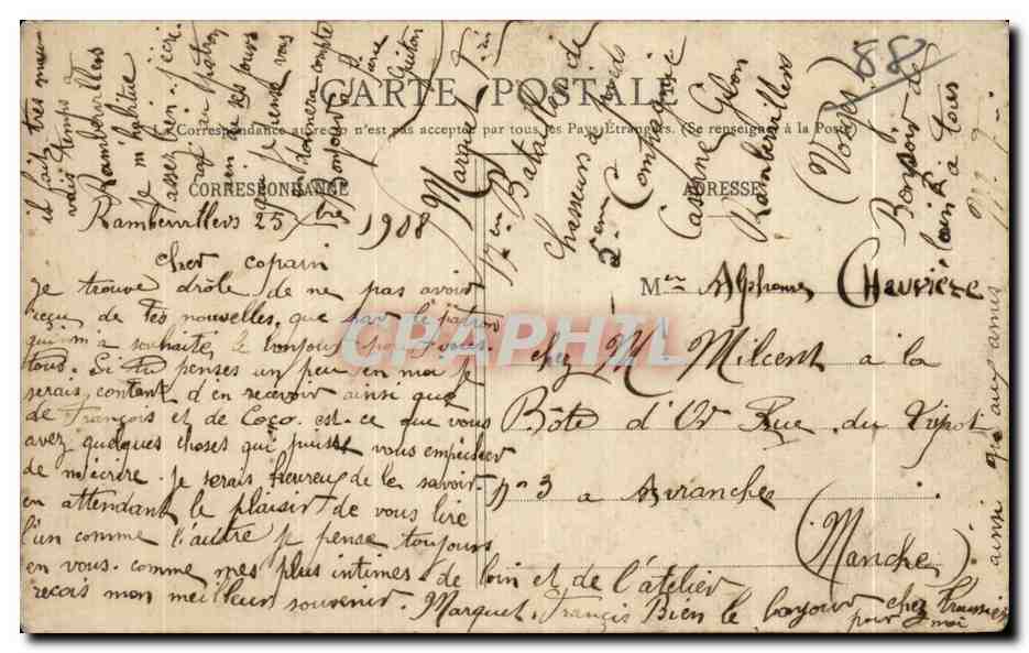 CPA Rambervillers Vue Generale — Rückseite