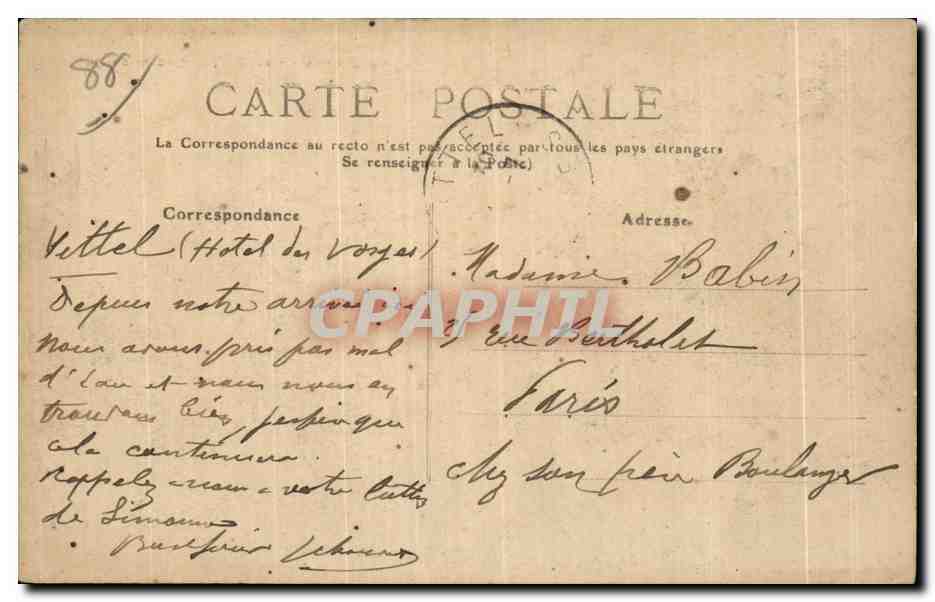 CPA Vosges Vittel le Parc Madelon — Rückseite