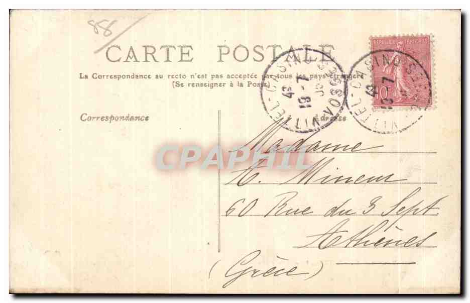 CPA Vosges Vittel la vieille Ville — Rückseite