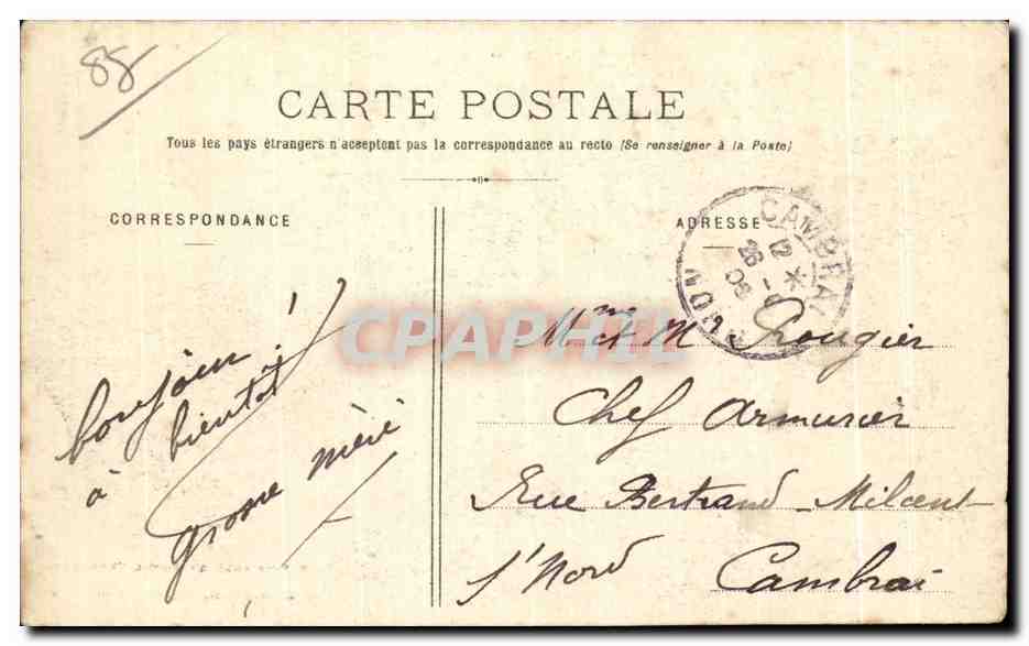 CPA Vittel (Vosges) Cape Petitjean Et Hotel Terminus — Rückseite