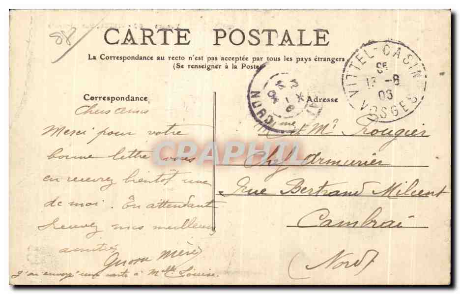 CPA Vosges Vittel Vue generale — Rückseite