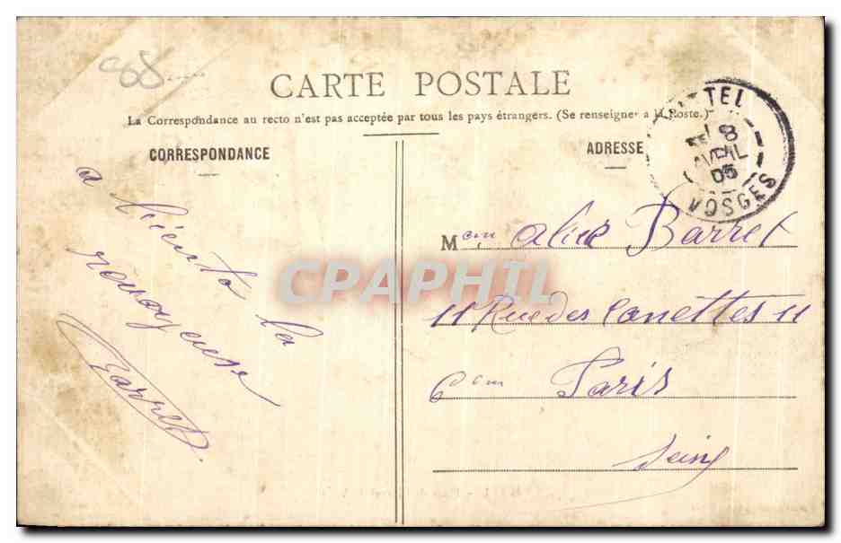 CPA Vittel Place de I Hotel de Ville — Rückseite