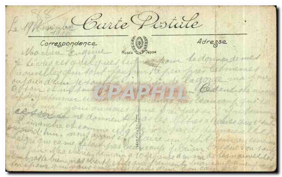 CPA Vittel Le Cafe et le Restaurant du Casino — Rückseite