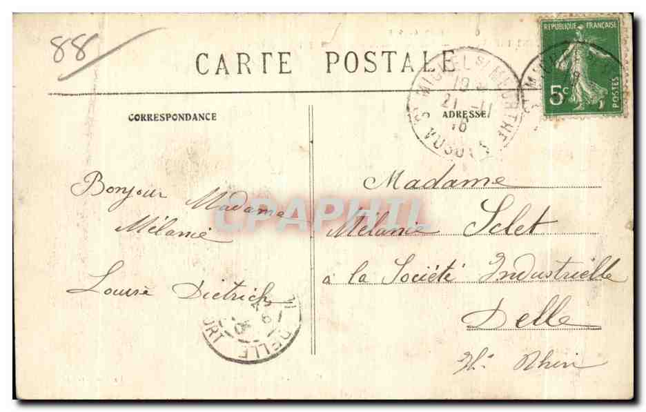 CPA Saint Die Guerre Rue de la Bolle et Cites Stieffel — Rückseite