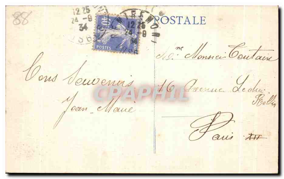 CPA Remiremont Vue Prise Du Calvaire — Rückseite