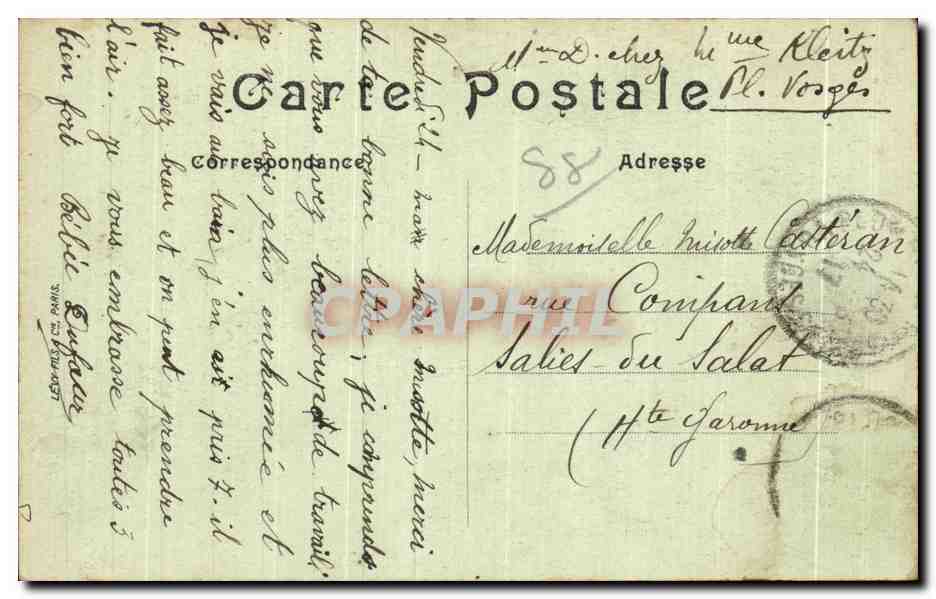 CPA Plombieres La rue Stanislas — Rückseite