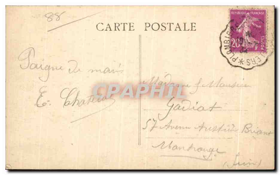 CPA Plombieres les Bains (Vosges) Vue Generale prise au Nord Est — Verso
