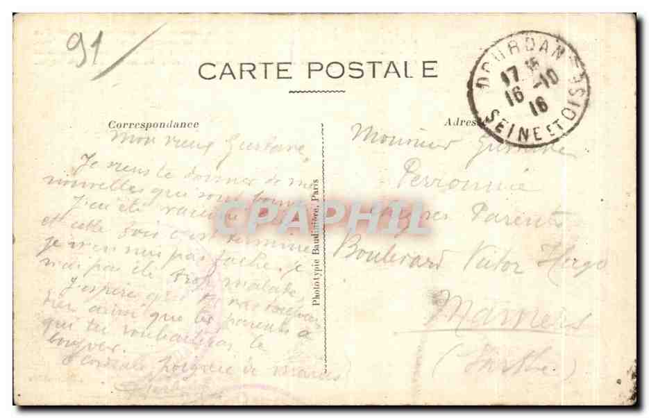 CPA Dourdan Tours et Donjon du Chateau La forteresse feodale batie par Philippe auguste  — Rückseite