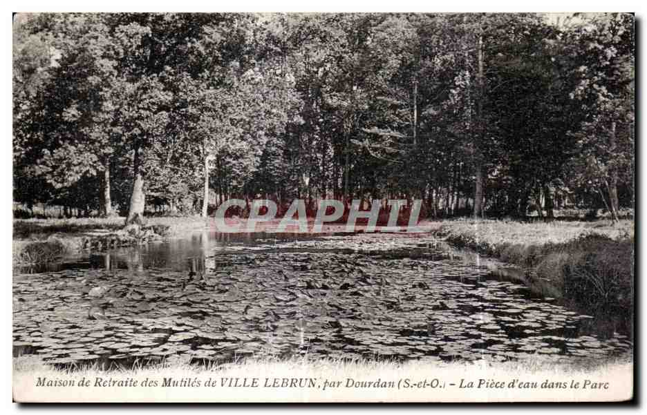 Maison de Retraite des Mutilés de VILLE LEBRUN, par Dourdan (S.-et-O.) — La Pièce d'eau dans le Parc