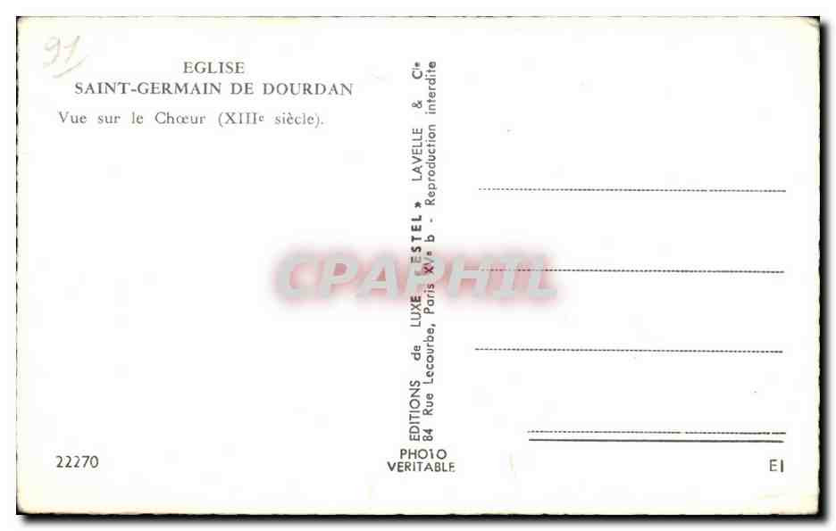 CPA Eglise Saint Germain De Dourdan Vue sur le Choeur  — Rückseite