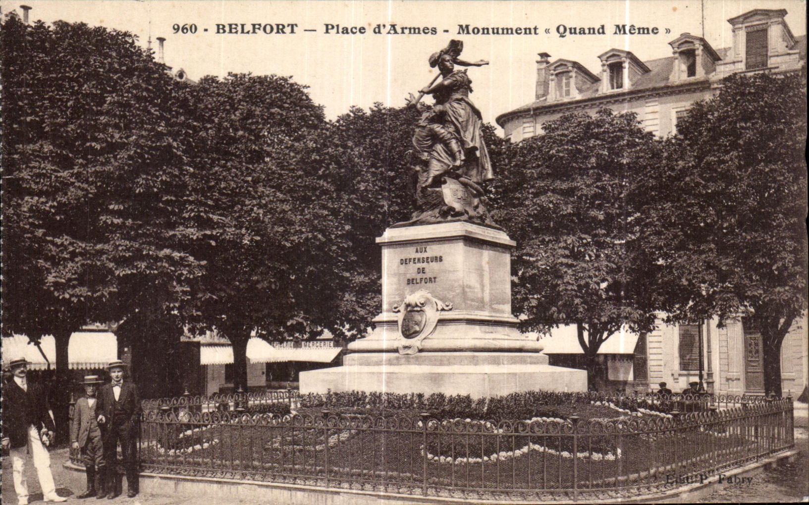 CPA Belfort Place d Armes Monument Quand Meme