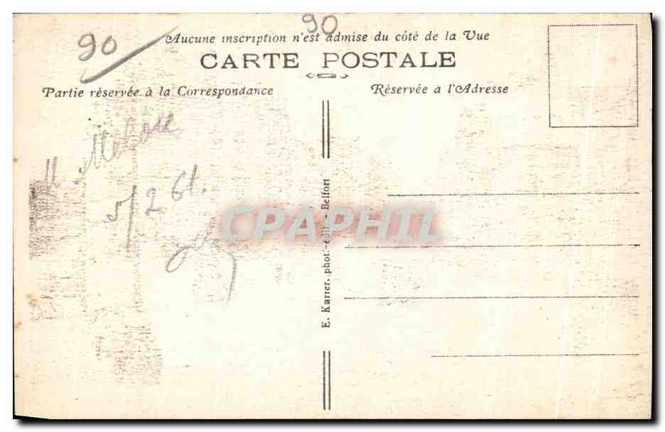 CPA Belfort (Territoire) Le Monument des Trois Sieges et Le Lion — Verso