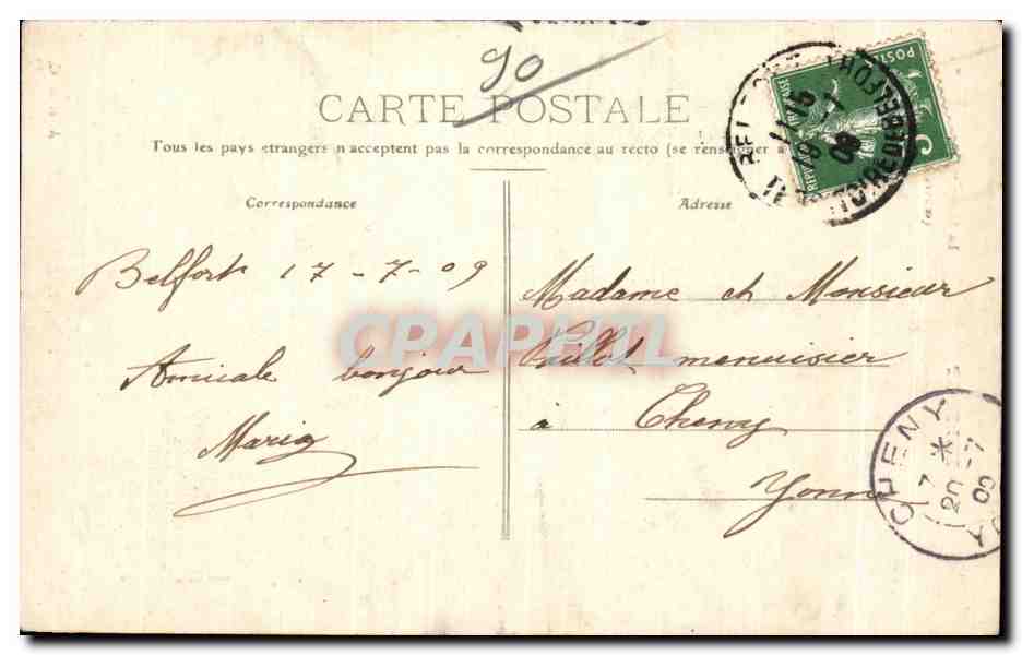 CPA Belfort La Statue Quand Mene (oeuvre de Mercie)  — Verso