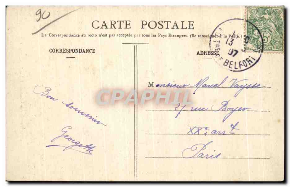 CPA Belfort Interieur de I Eglise St Christophe — Verso