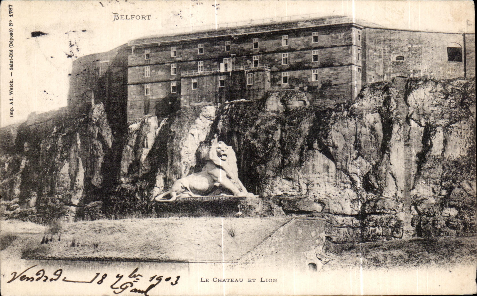 CPA Belfort Le Chateau Et Lion